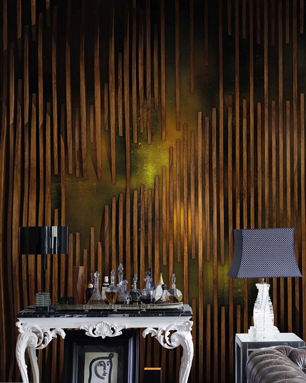 Otter Brown Abstract Stripes Mural M2920
