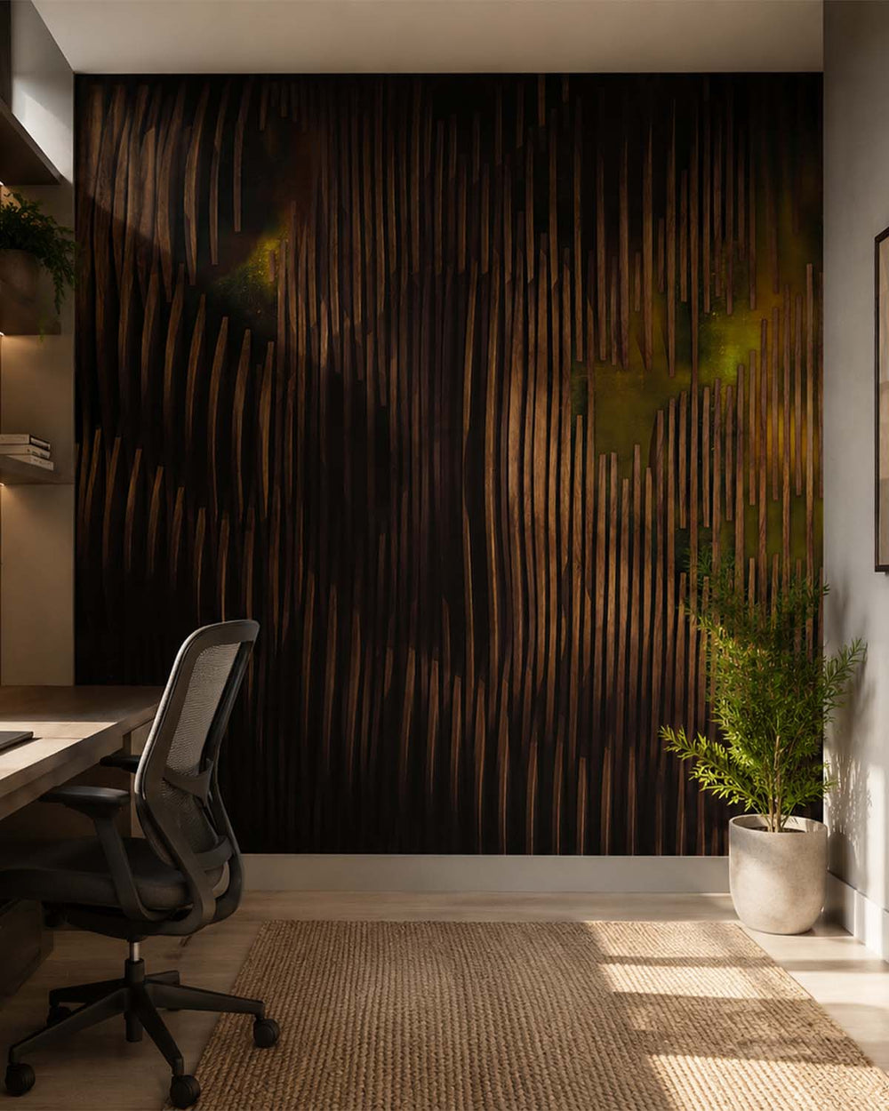 Otter Brown Abstract Stripes Mural M2920