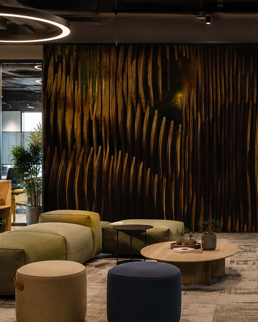 Otter Brown Abstract Stripes Mural M2920