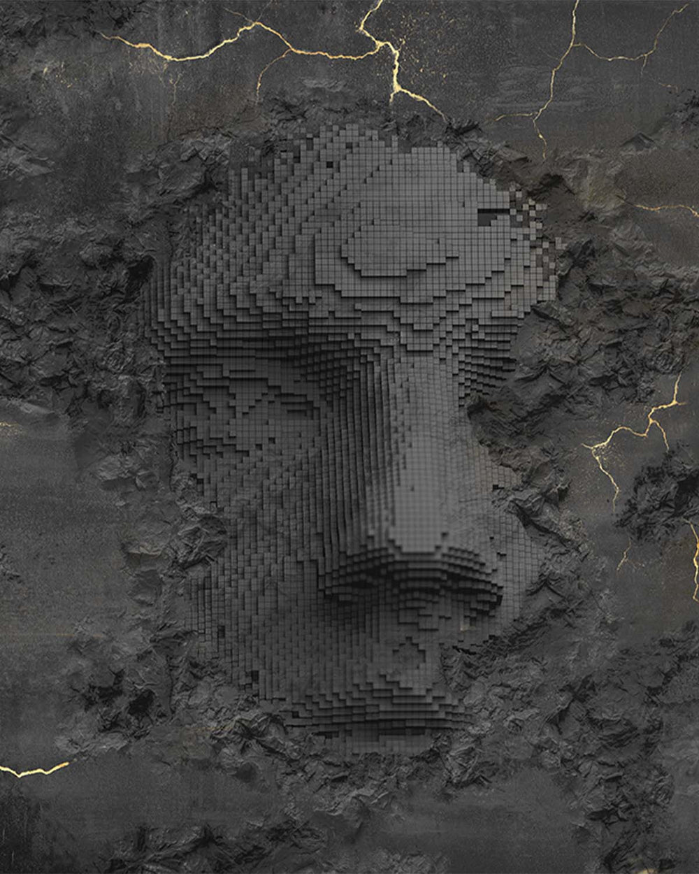 Shadowed Steel Beauty in the Broken Mural M2922- Sample