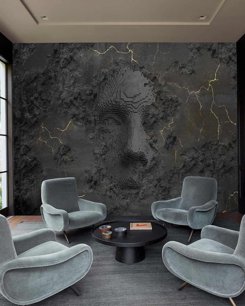 Shadowed Steel Beauty in the Broken Mural M2922- Sample