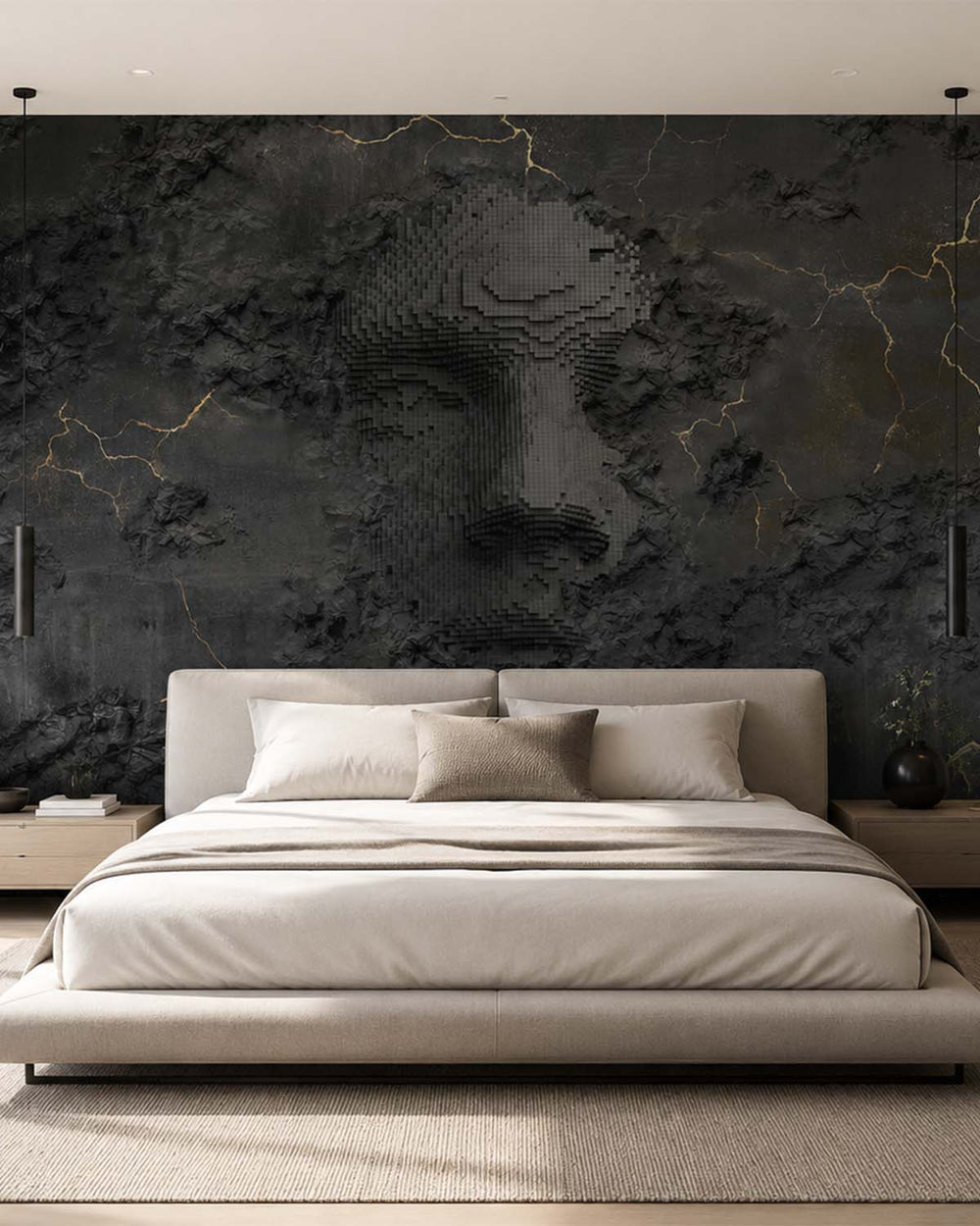 Shadowed Steel Beauty in the Broken Mural M2922