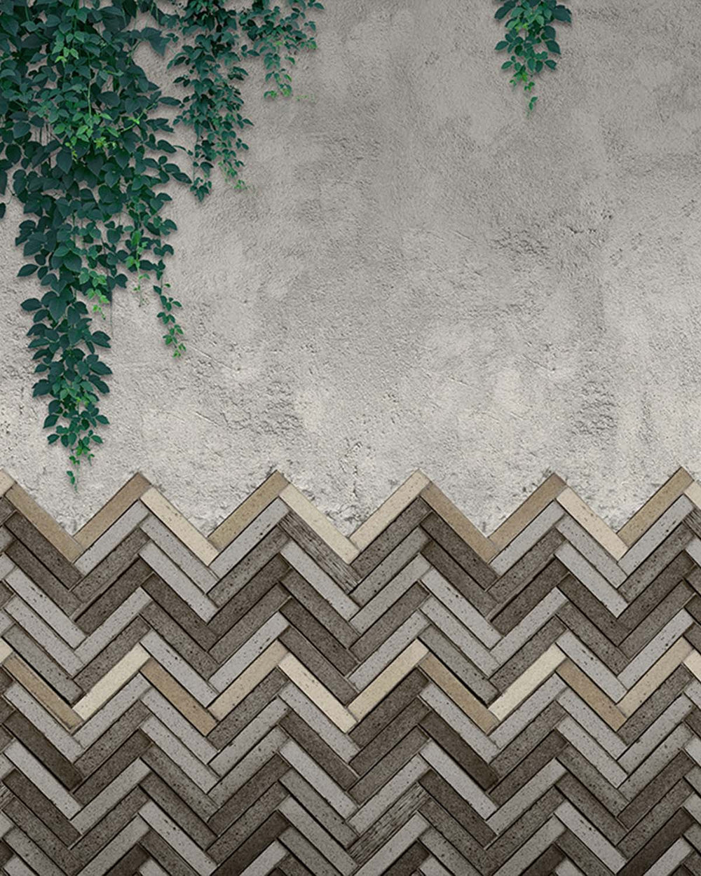 Grey Pearl Chevron Bricks Mural M2926- Sample