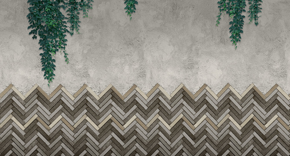 Grey Pearl Chevron Bricks Mural M2926
