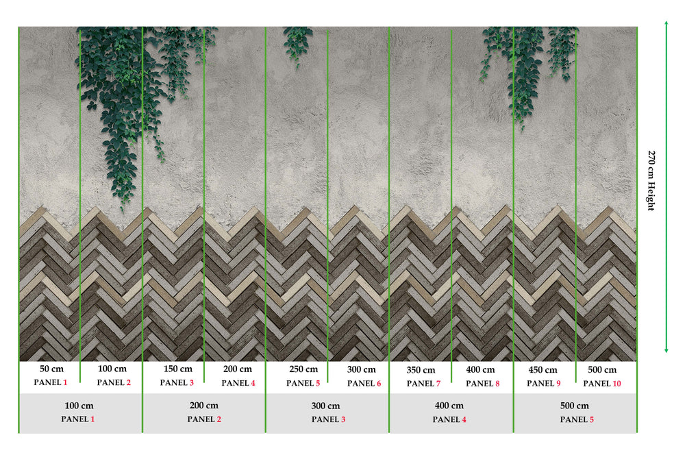 Grey Pearl Chevron Bricks Mural M2926
