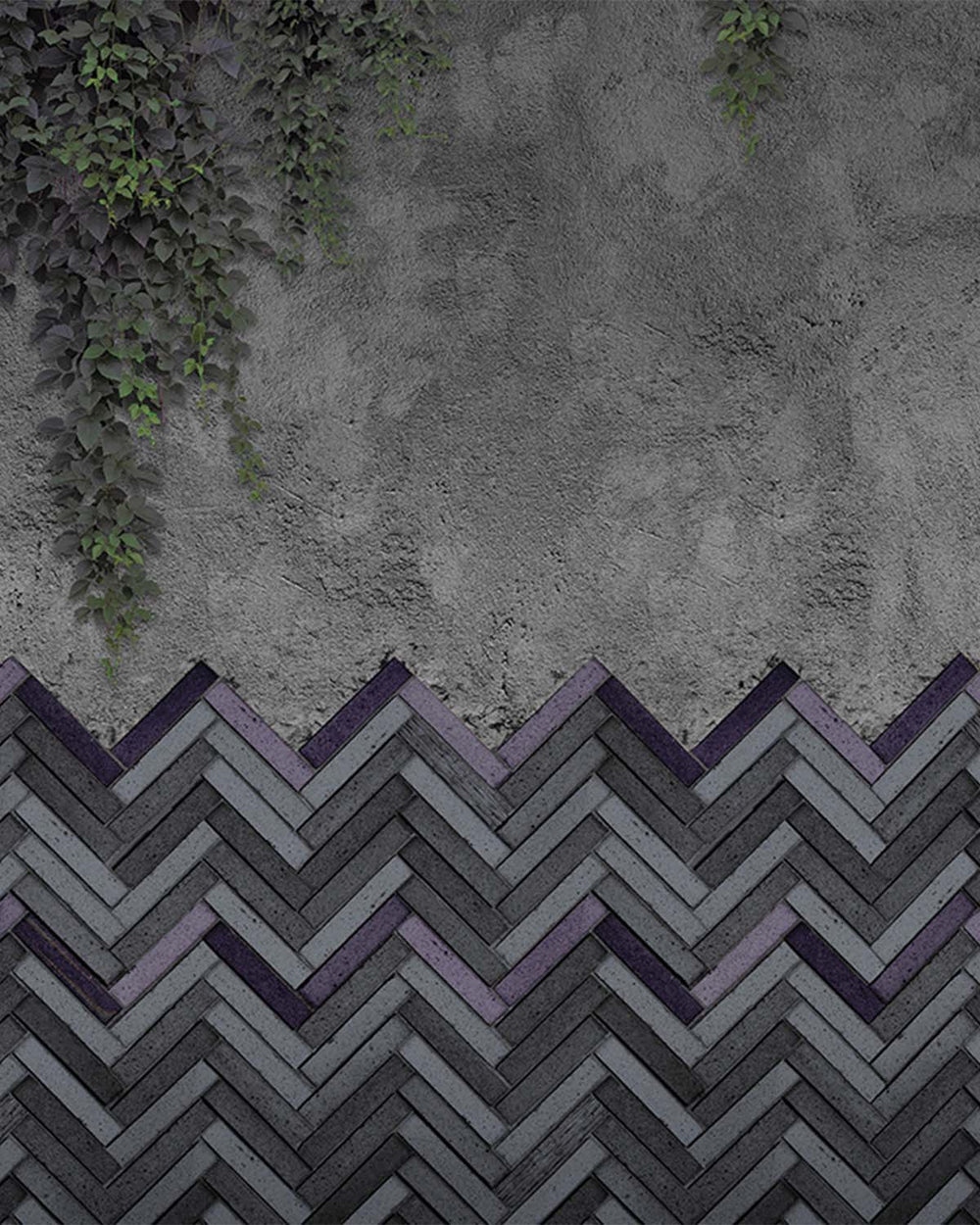 Davy's Grey Chevron Bricks Mural M2927- Sample