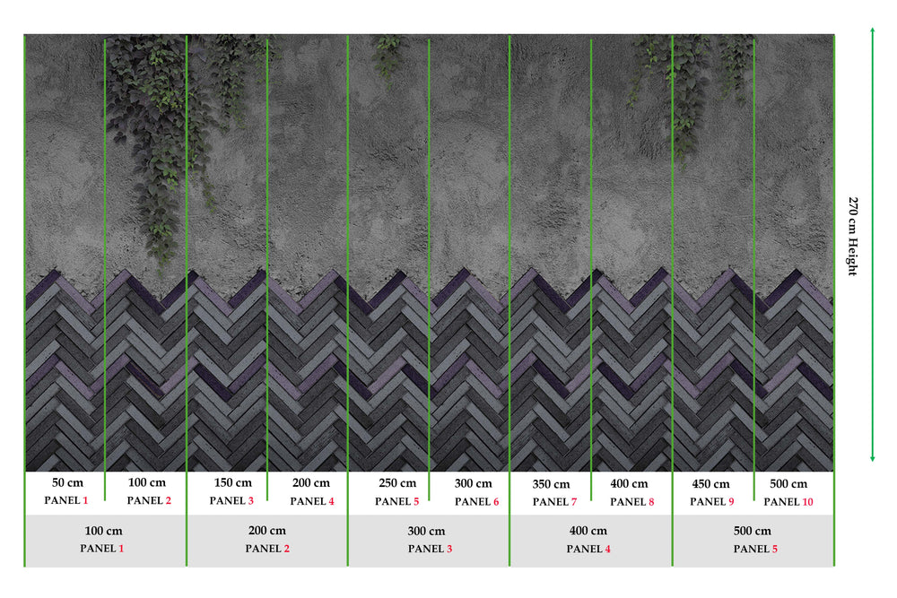Davy's Grey Chevron Bricks Mural M2927- Sample