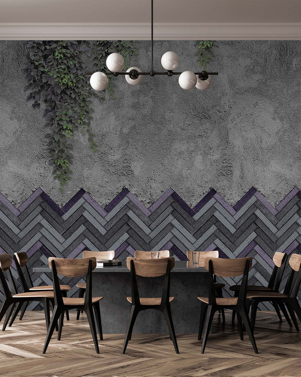 Davy's Grey Chevron Bricks Mural M2927