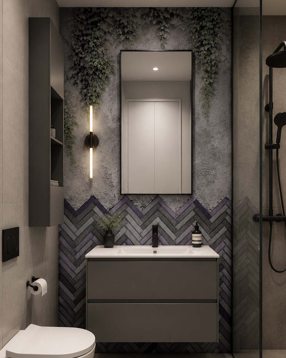 Davy's Grey Chevron Bricks Mural M2927