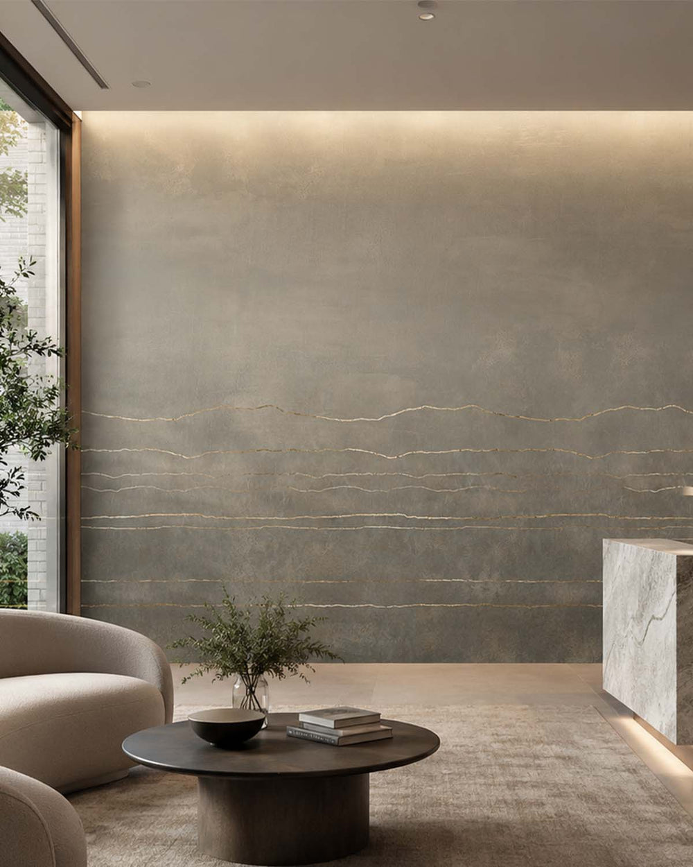 Abbey Stone Mottled Stone and Stripes Mural M2928