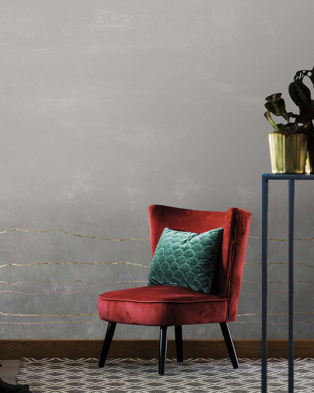 Warm Granite Mottled Stone and Stripes Mural M2929