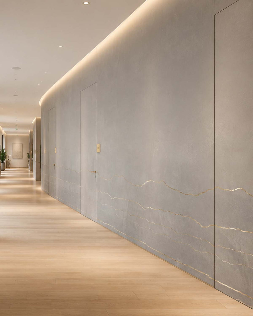 Warm Granite Mottled Stone and Stripes Mural M2929