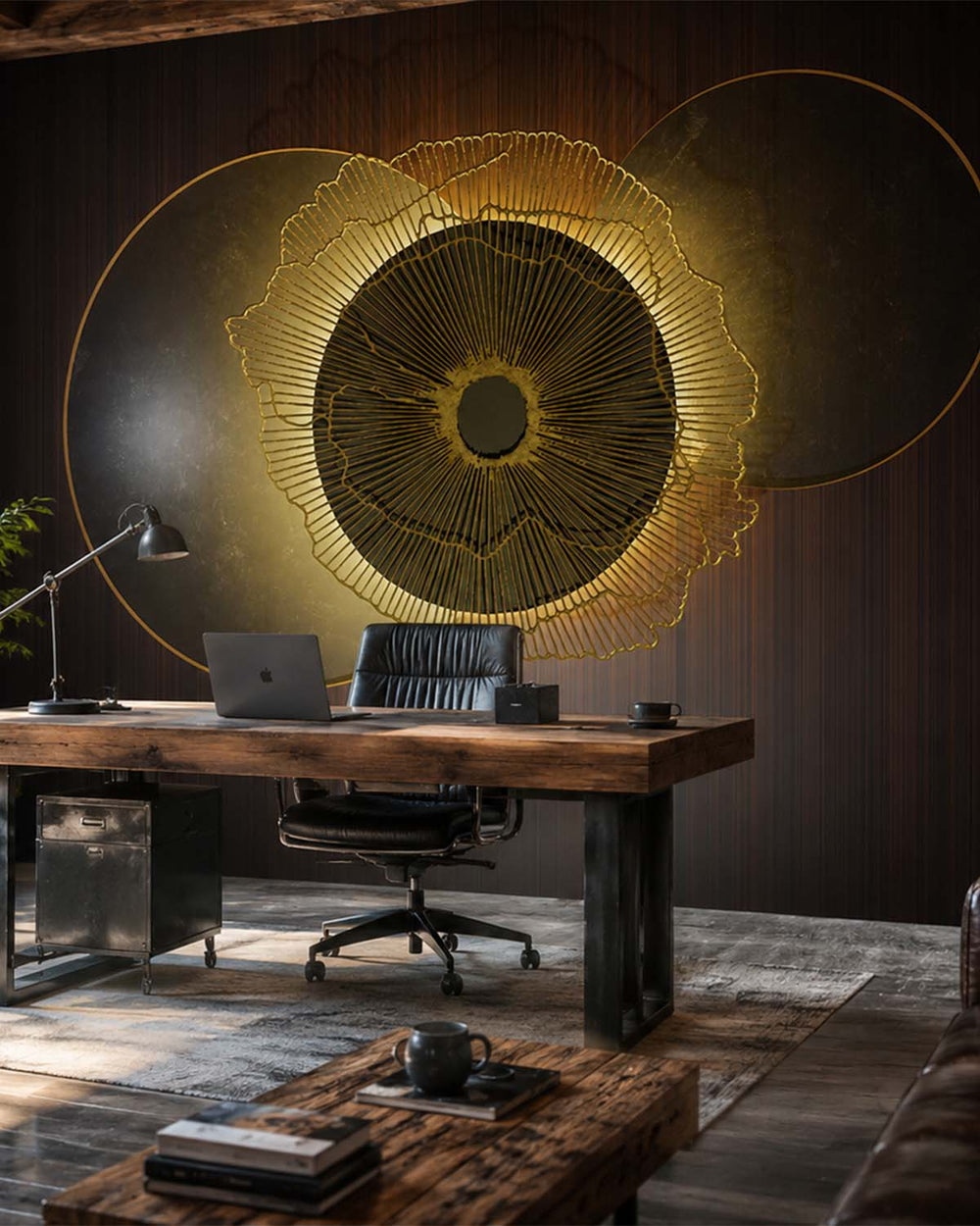 Tetsu-Guro Black Geometric Eclipse Mural M2934- Sample