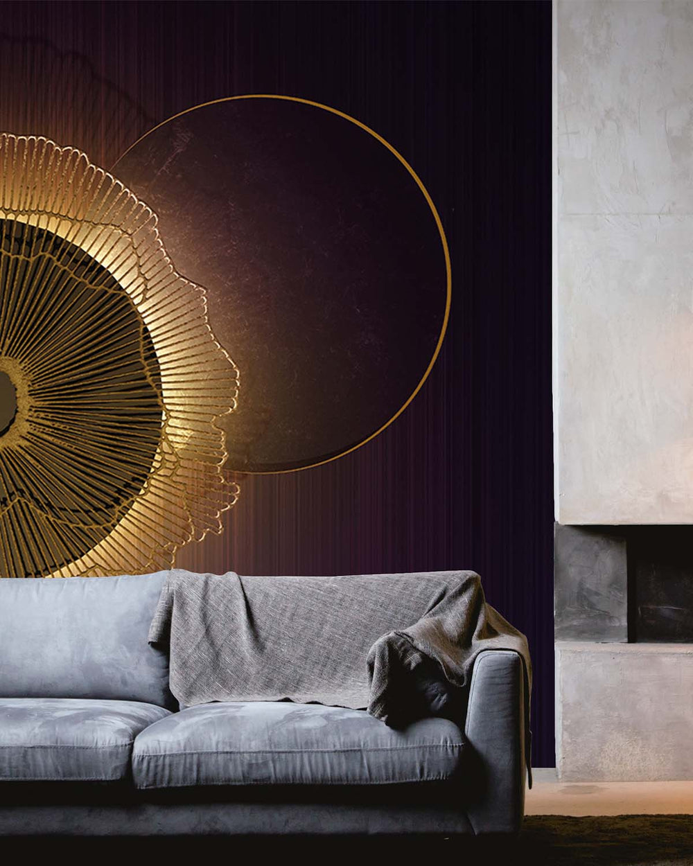 Vineyard Wine Geometric Eclipse Mural M2935- Sample