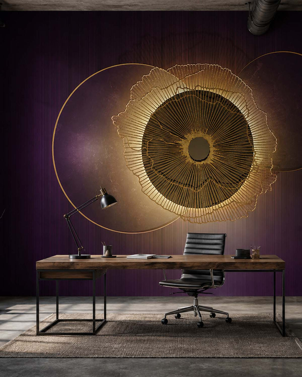 Vineyard Wine Geometric Eclipse Mural M2935
