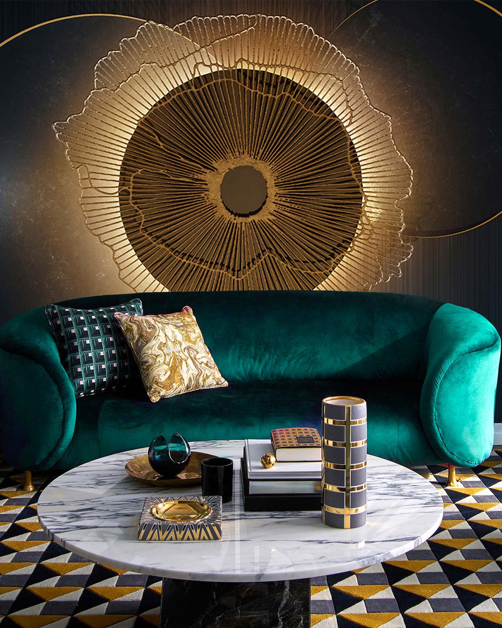 Coarse Wool Geometric Eclipse Mural M2936