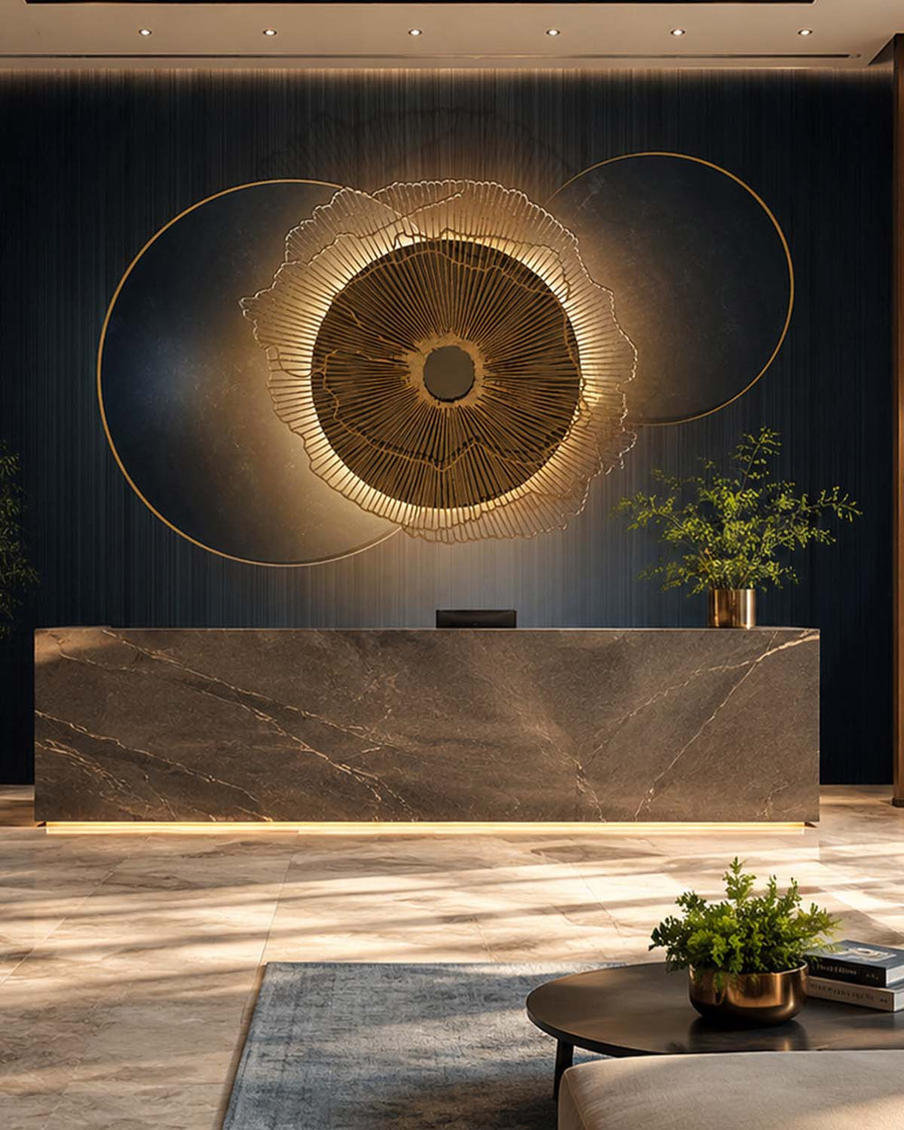 Coarse Wool Geometric Eclipse Mural M2936- Sample