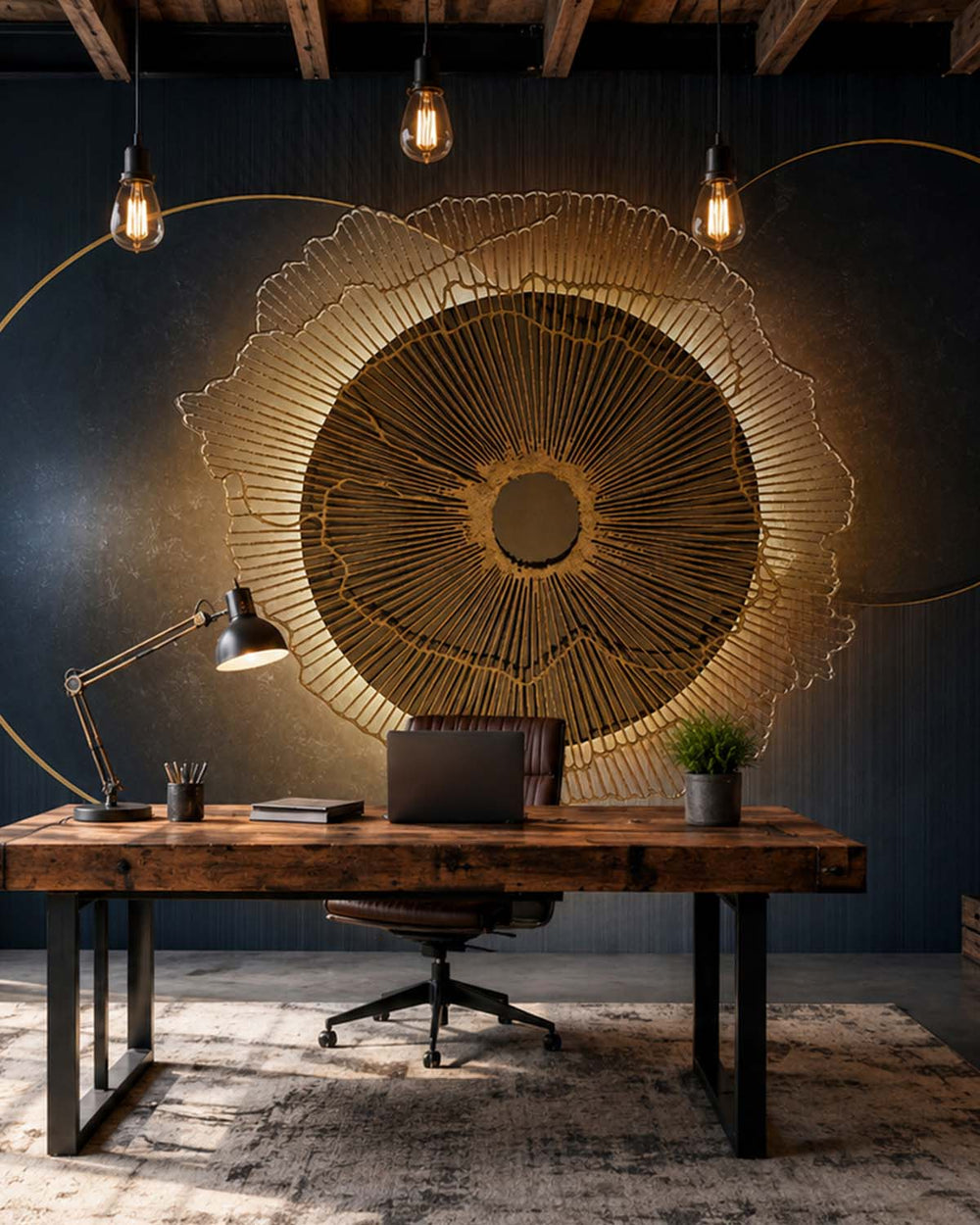 Coarse Wool Geometric Eclipse Mural M2936
