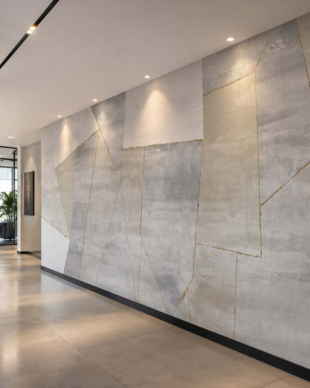 Harbour Fog Grisaille Geometric Abstraction Mural M2937- Sample