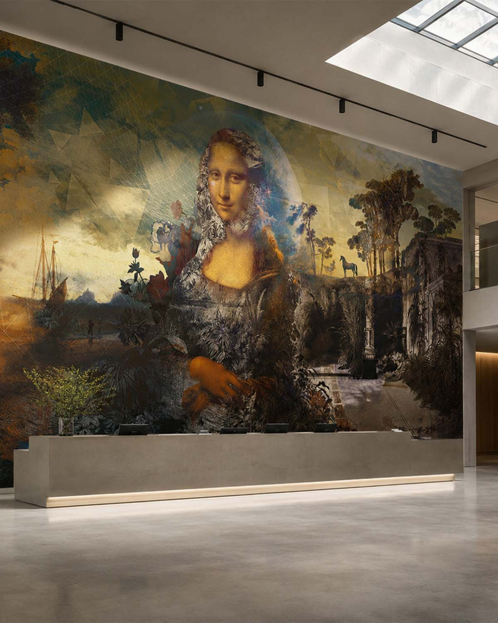 Gilneas Grey Surreal Mona Lisa Mural M2938