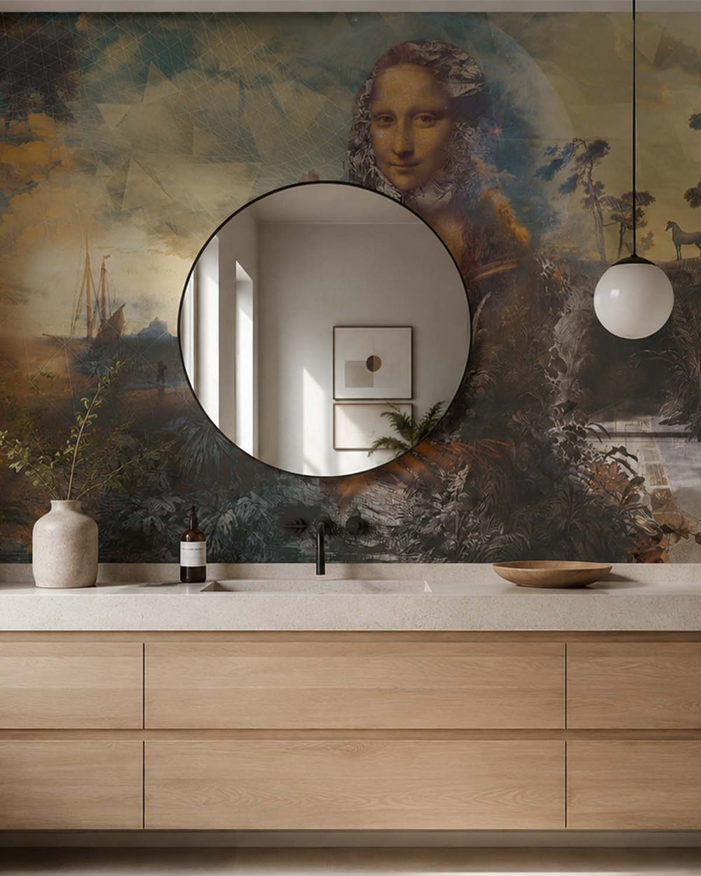 Gilneas Grey Surreal Mona Lisa Mural M2938