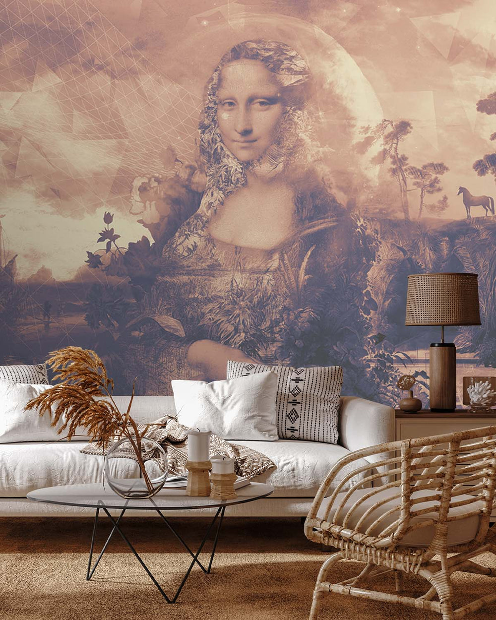 Carnaby Tan Surreal Mona Lisa Mural M2939