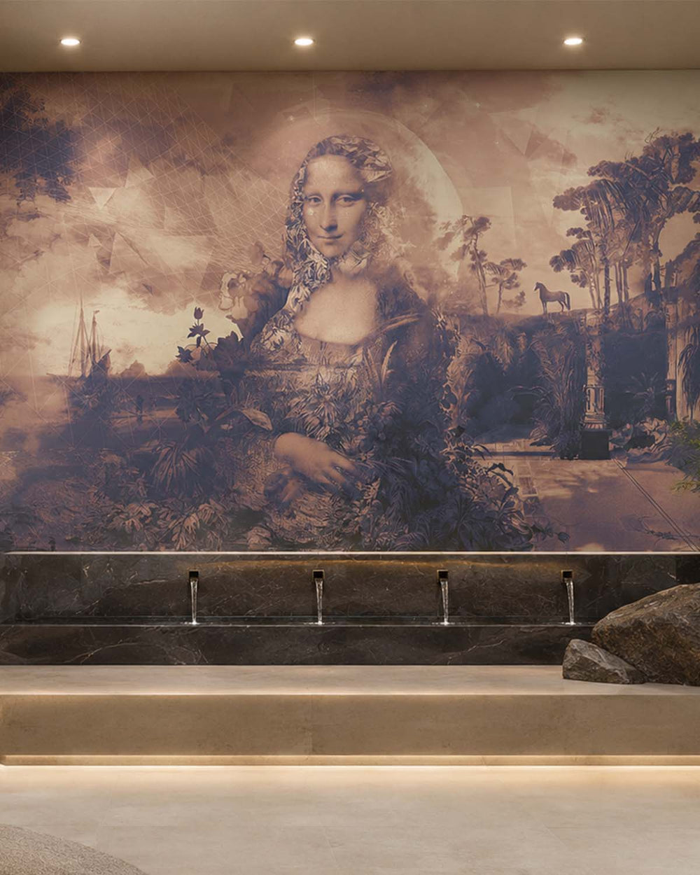 Carnaby Tan Surreal Mona Lisa Mural M2939- Sample