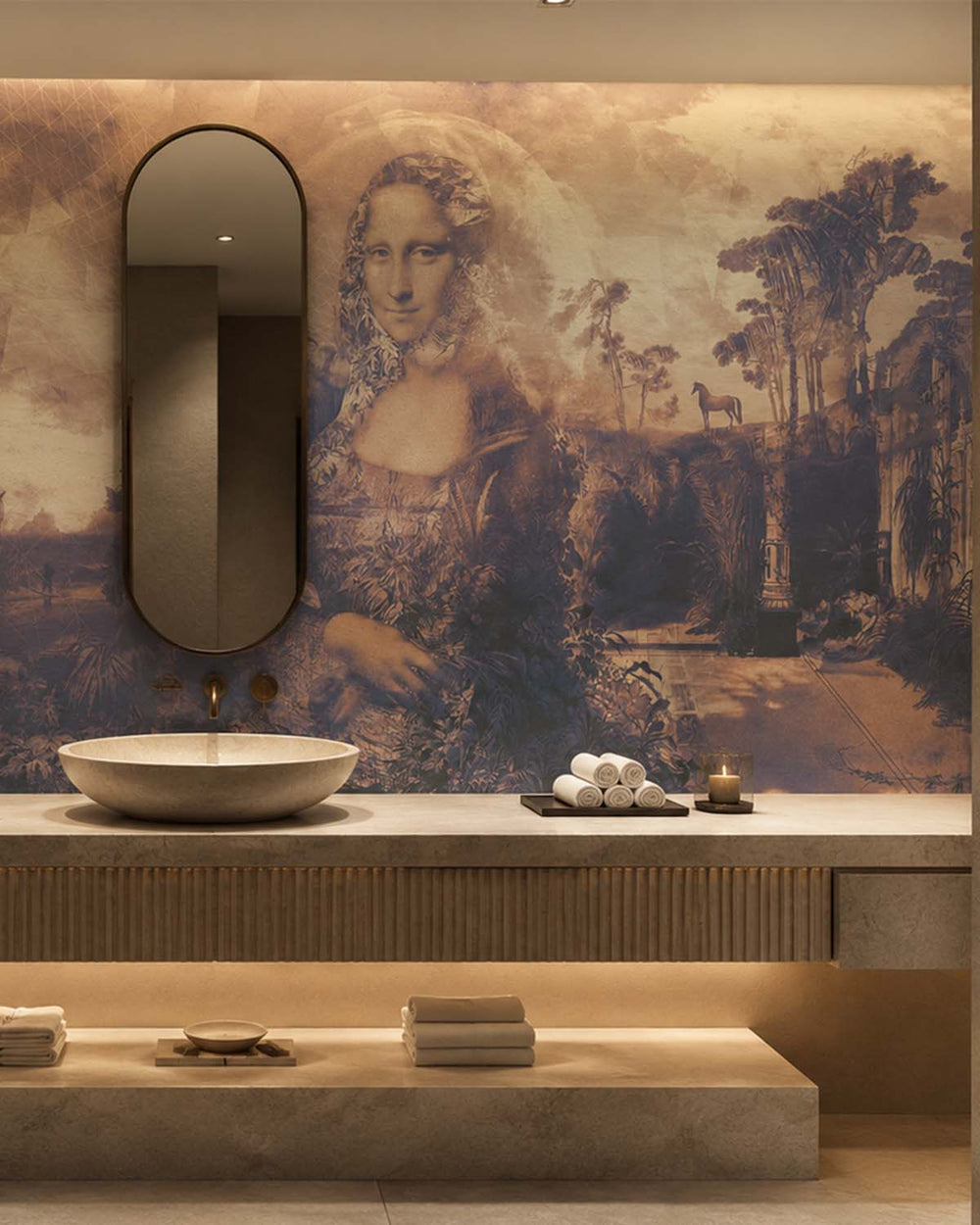 Carnaby Tan Surreal Mona Lisa Mural M2939