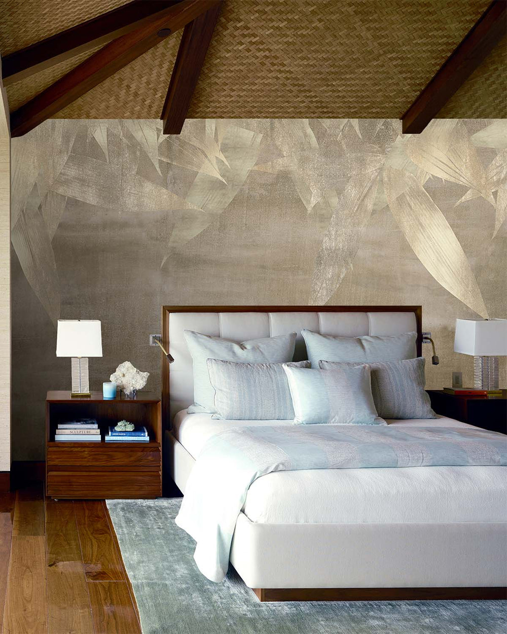 Pale Oyster Canopy of Bamboo Leaves Mural M2943- Sample