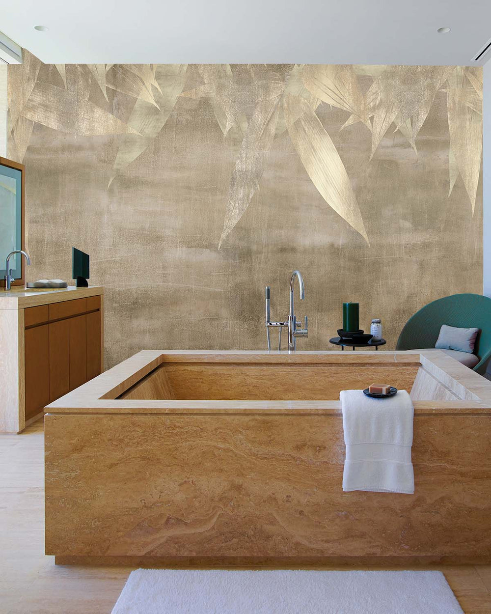 Pale Oyster Canopy of Bamboo Leaves Mural M2943