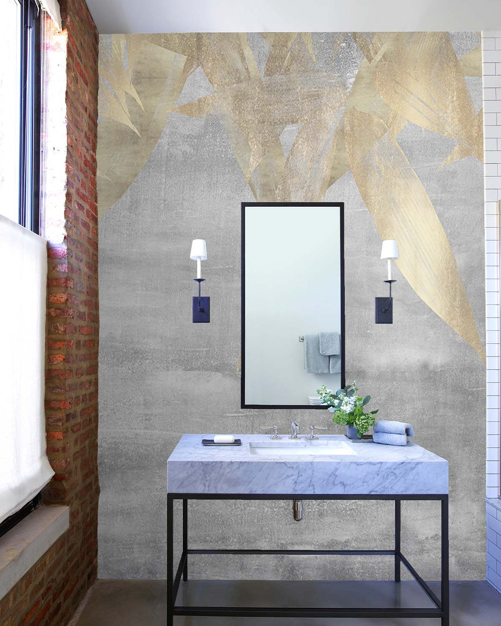 Rainy Grey Canopy of Bamboo Leaves Mural M2944- Sample