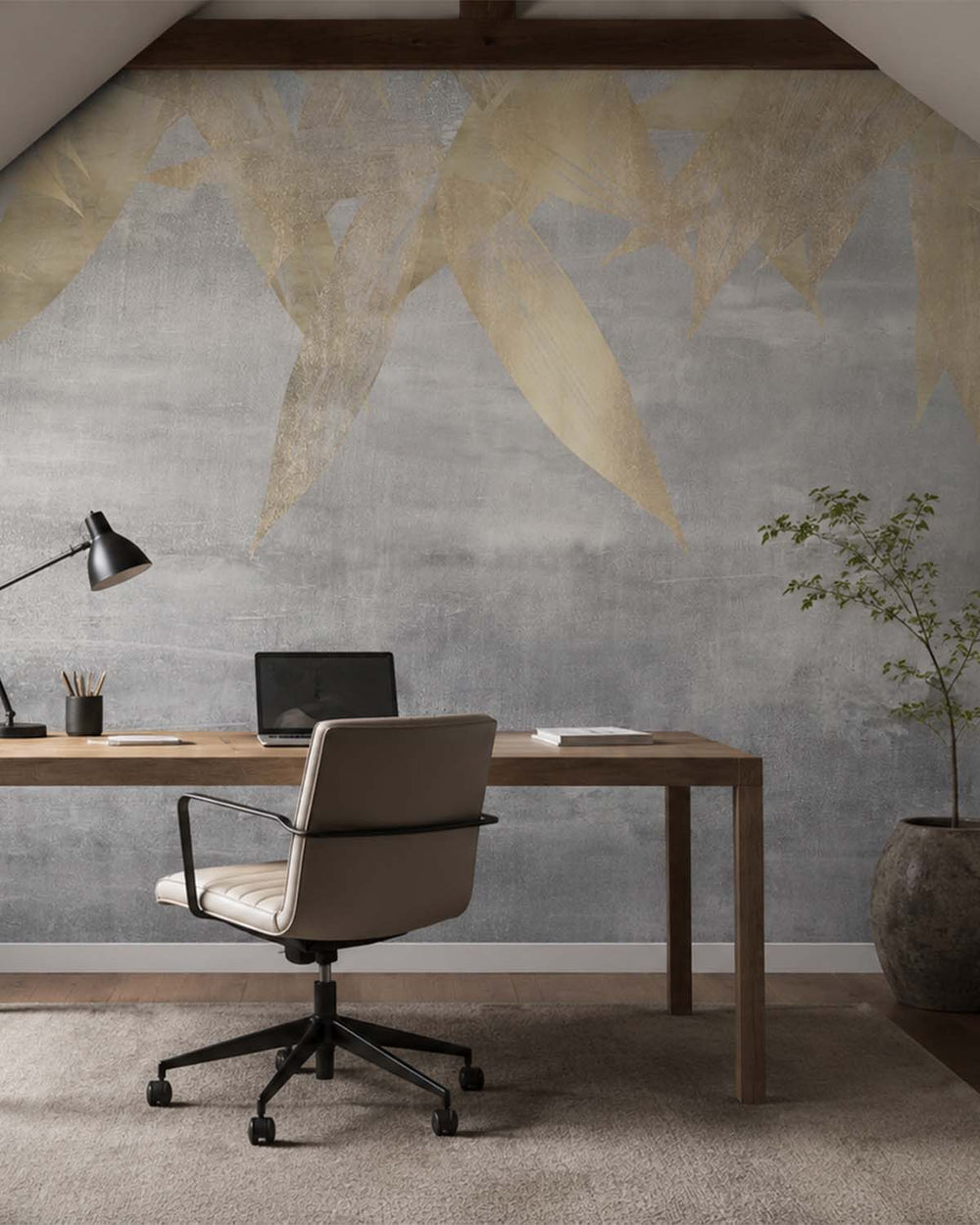 Rainy Grey Canopy of Bamboo Leaves Mural M2944