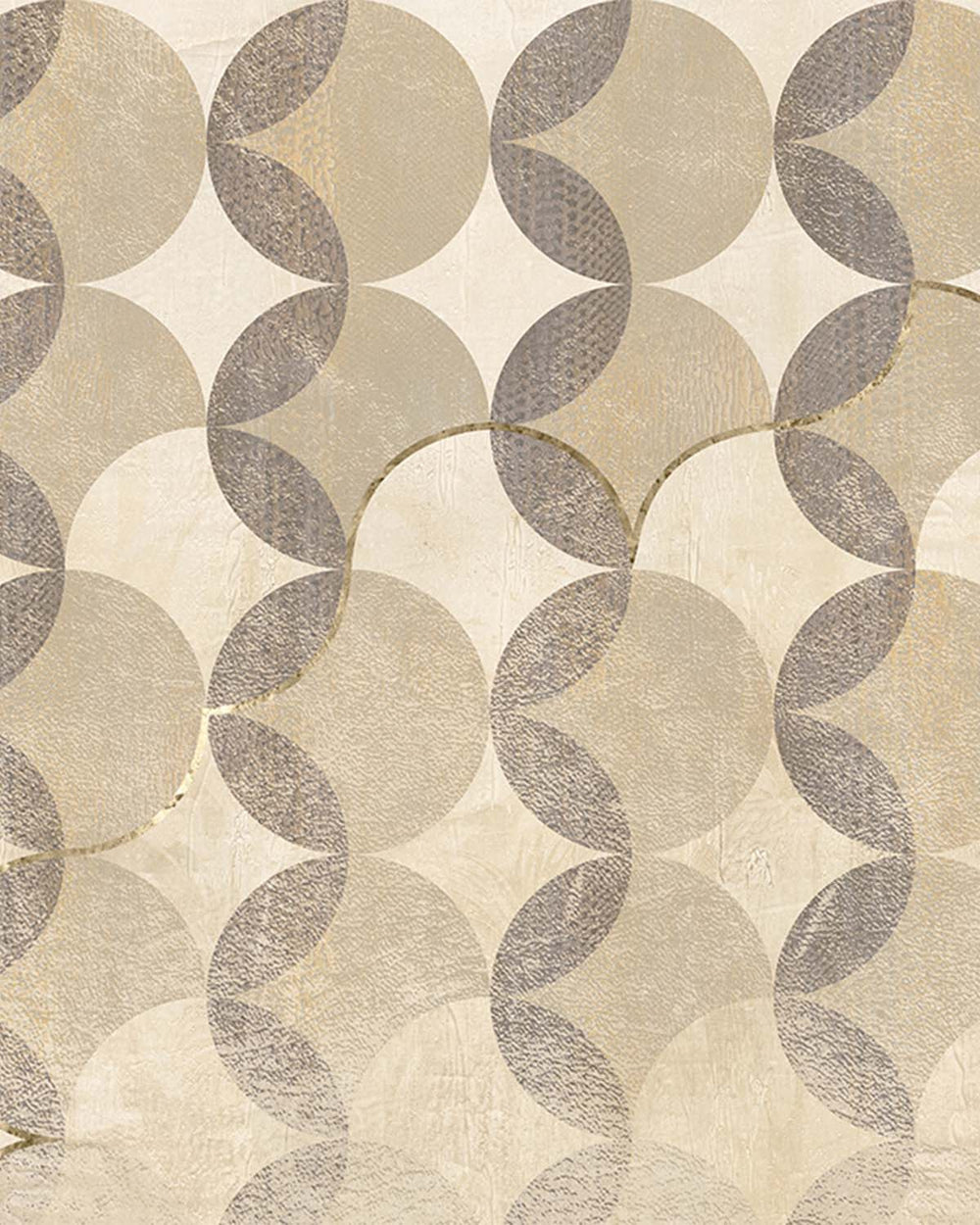 Elegant Ivory Distressed Geometric Arc Mural M2945- Sample