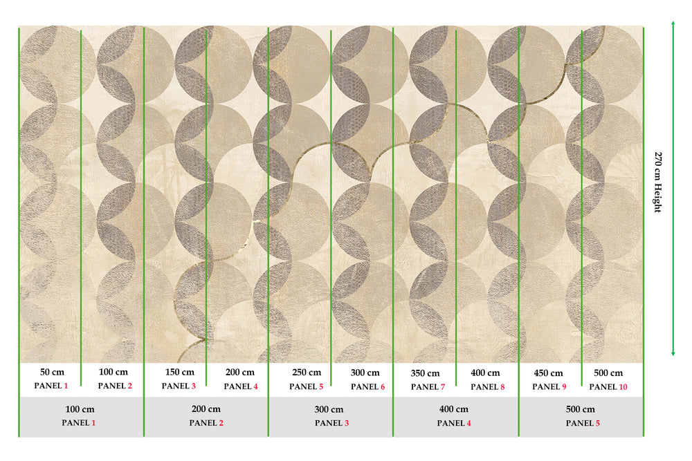 Elegant Ivory Distressed Geometric Arc Mural M2945