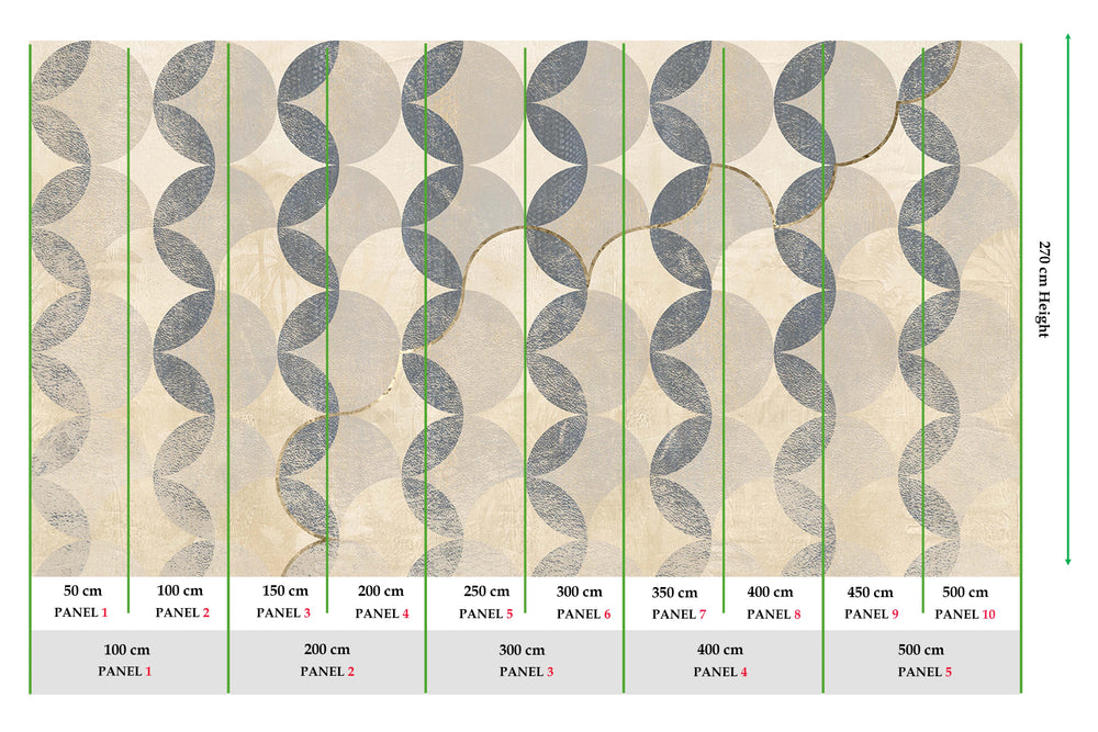 Glazed Pears Distressed Geometric Arc Mural M2946