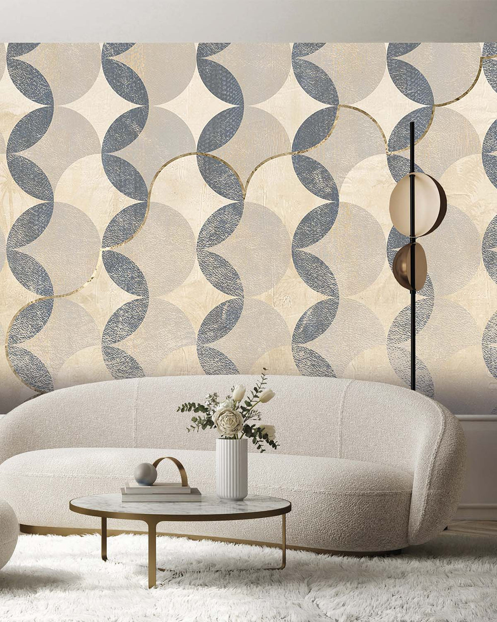 Glazed Pears Distressed Geometric Arc Mural M2946