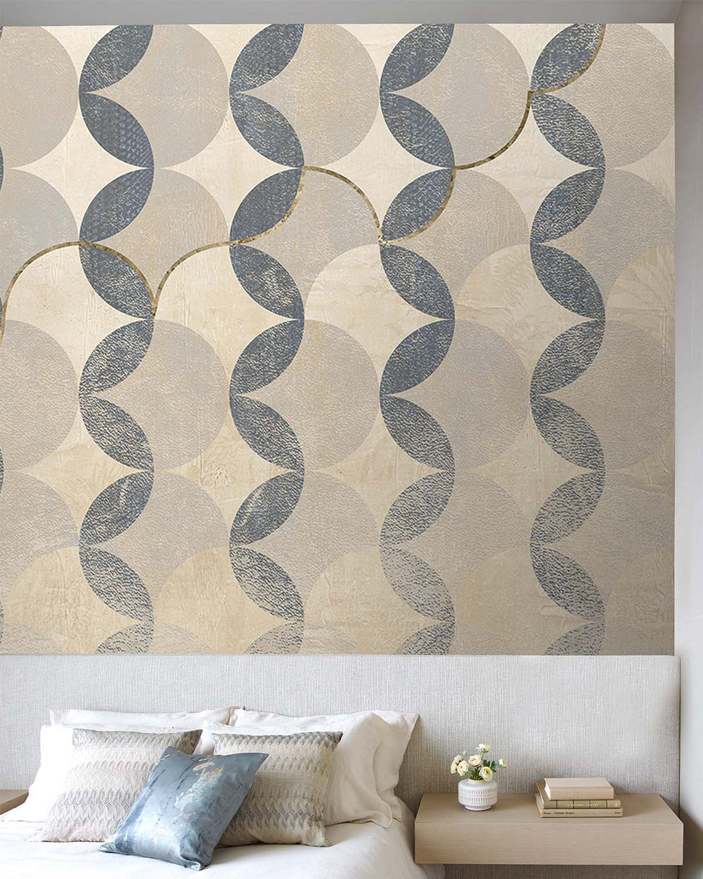 Glazed Pears Distressed Geometric Arc Mural M2946- Sample