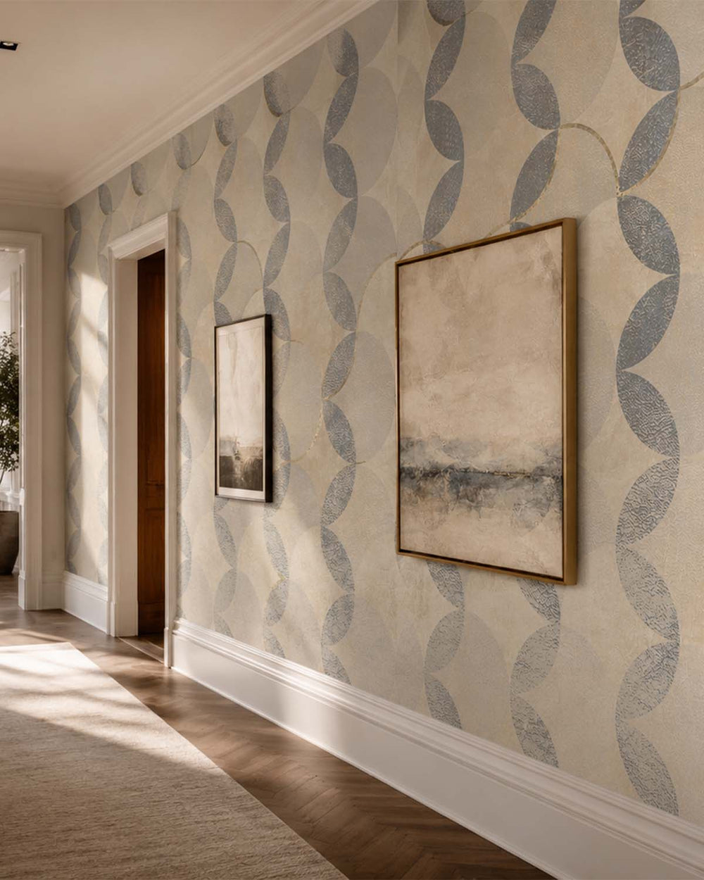 Glazed Pears Distressed Geometric Arc Mural M2946