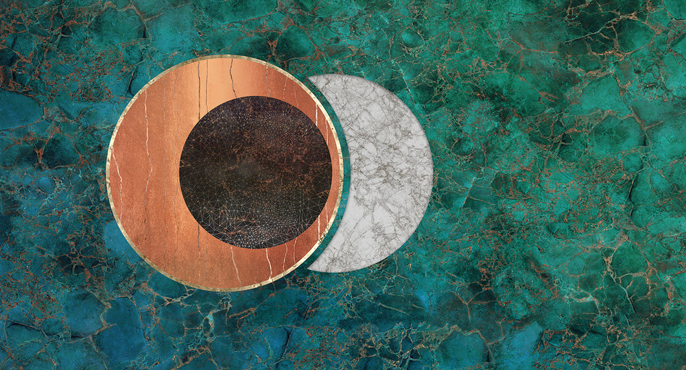 Porcelain Green Spherical Abstract on Marble Mural M2947