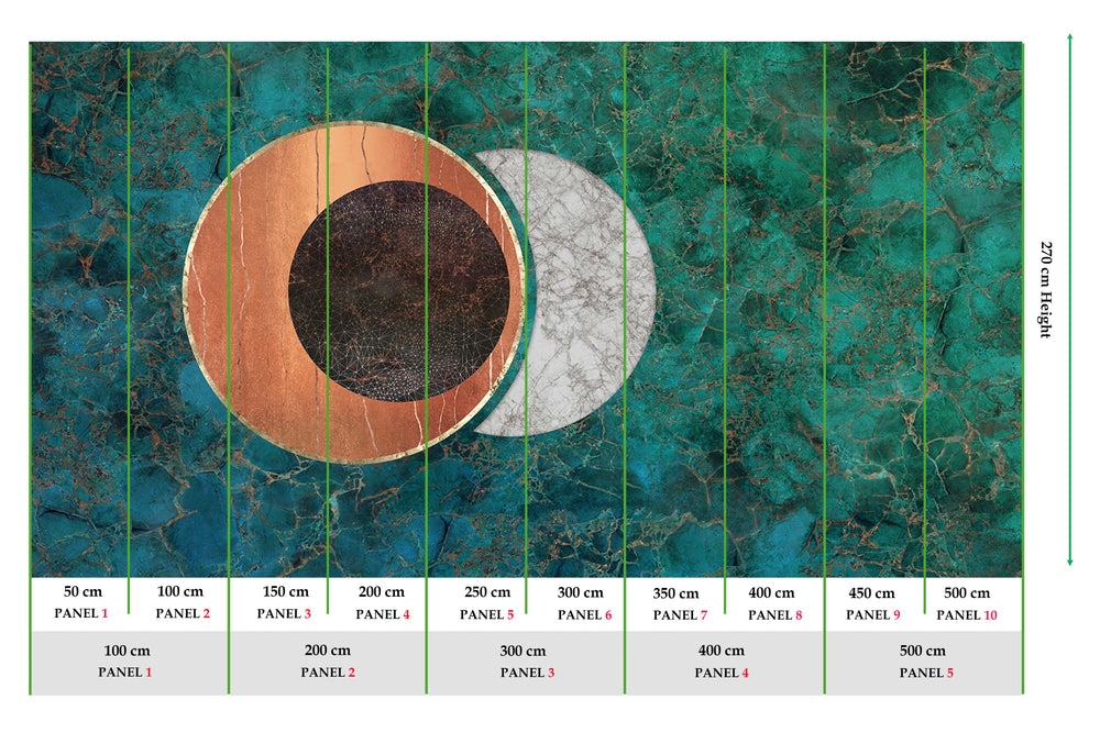 Porcelain Green Spherical Abstract on Marble Mural M2947