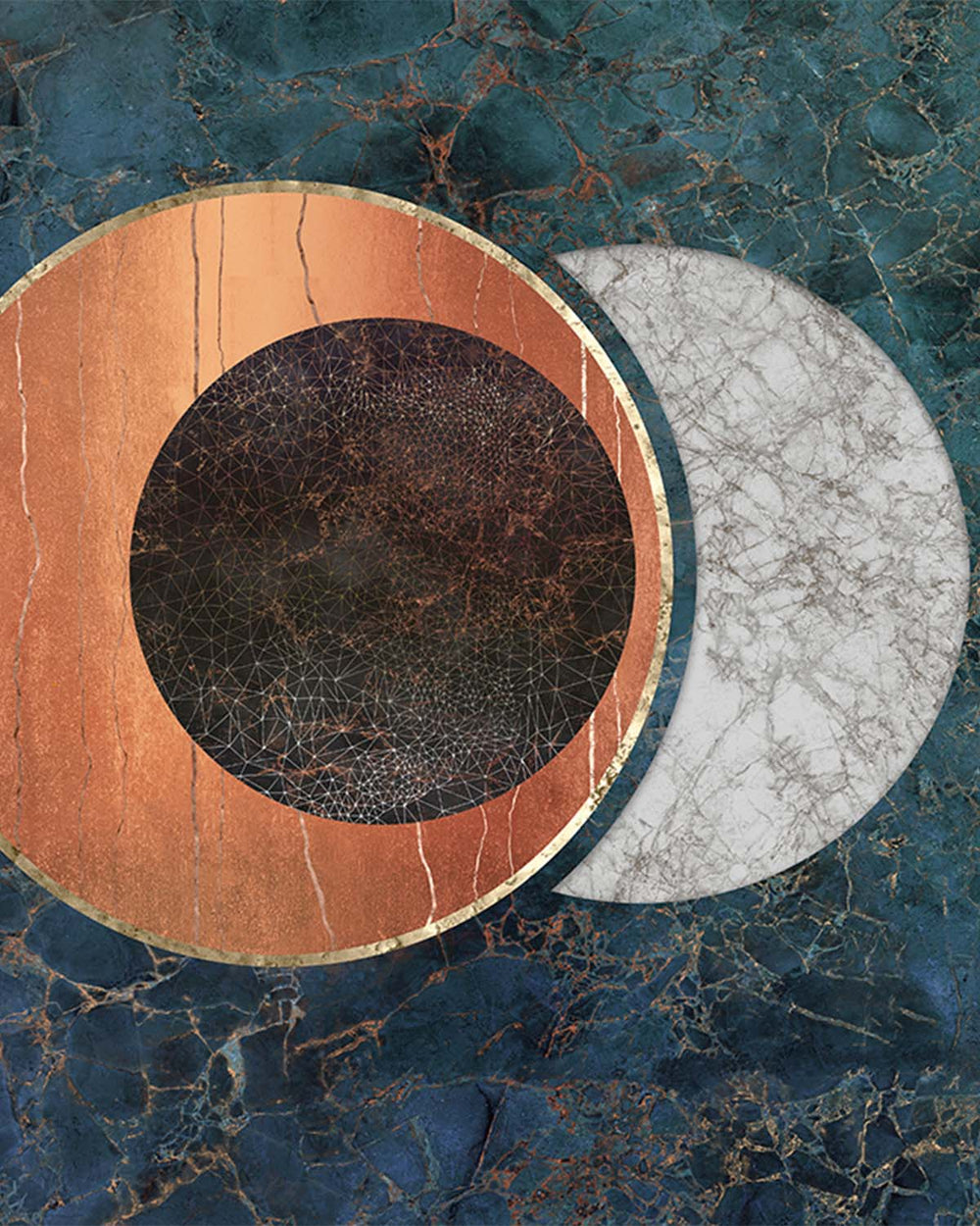 Mallard Blue Spherical Abstract on Marble Mural M2948