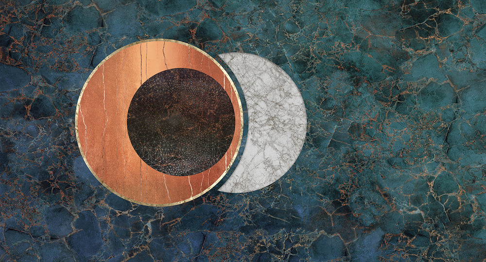 Mallard Blue Spherical Abstract on Marble Mural M2948