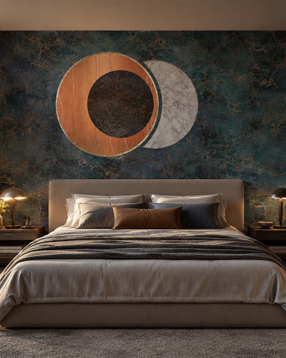 Mallard Blue Spherical Abstract on Marble Mural M2948