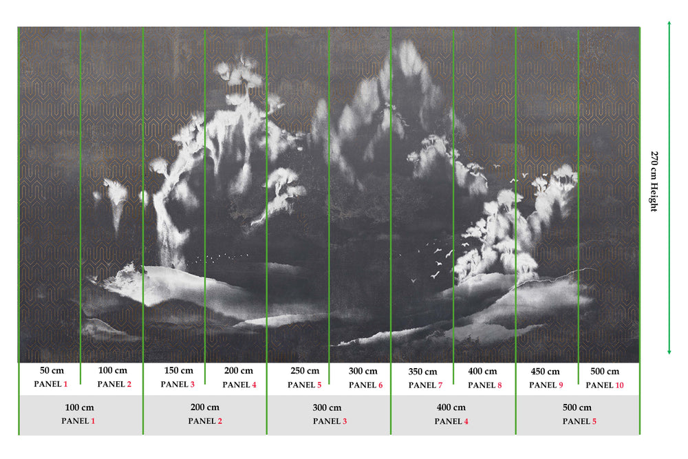 Blackened Pearl Misty Mountain Landscape Mural M2951