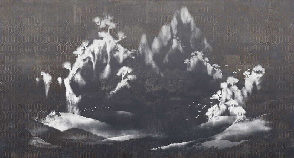 Blackened Pearl Misty Mountain Lansdcape Mural M2951- Sample