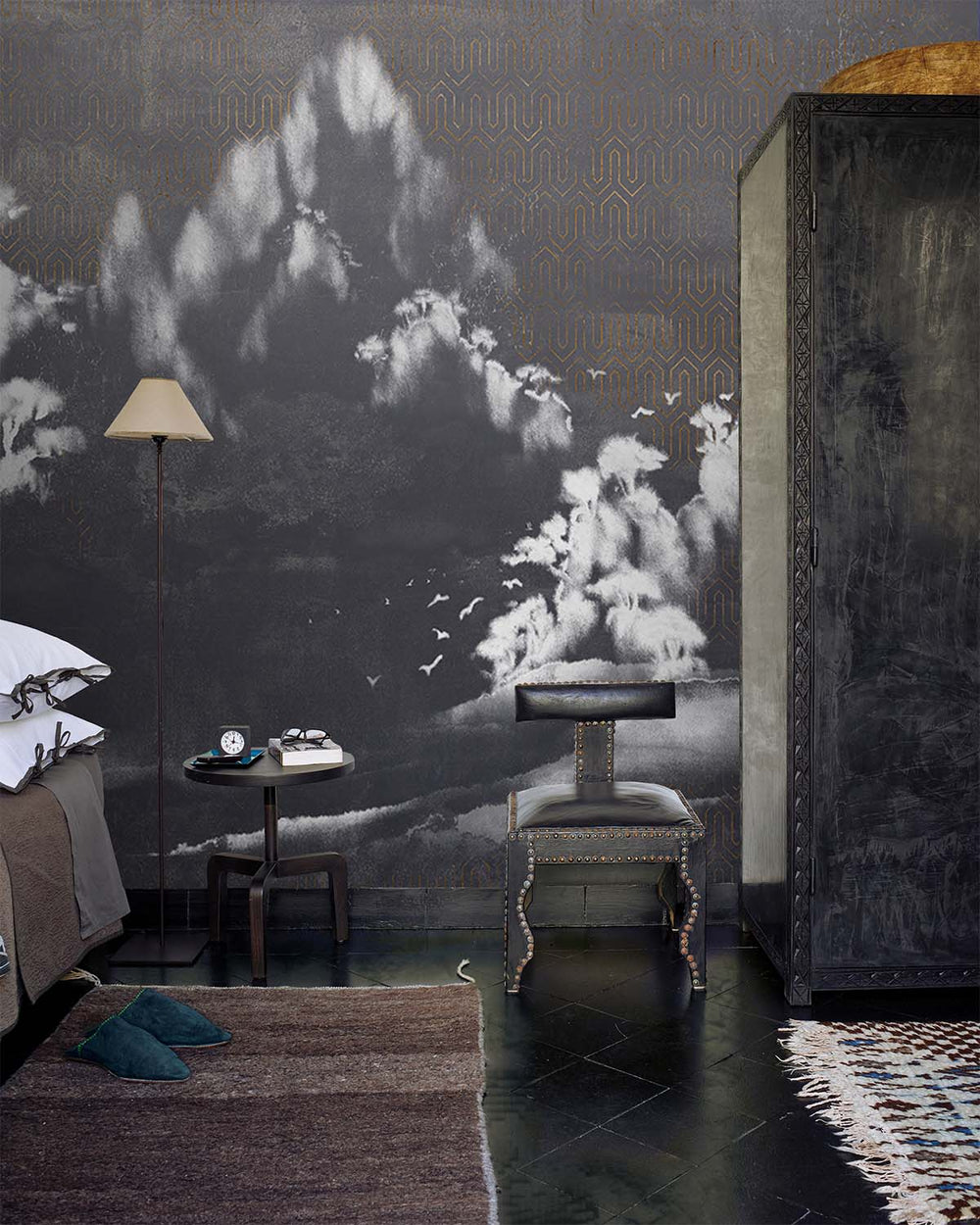 Blackened Pearl Misty Mountain Lansdcape Mural M2951- Sample