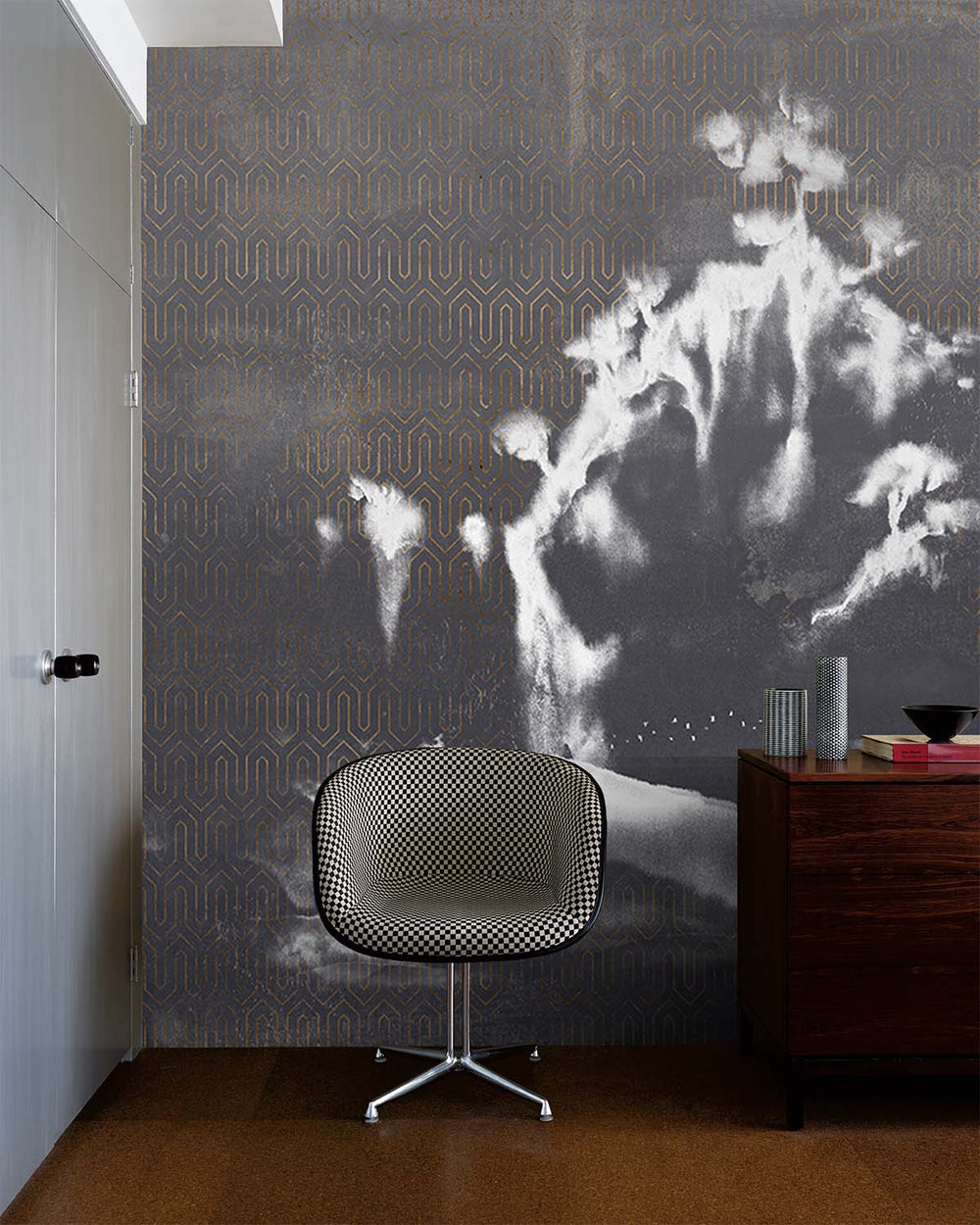 Blackened Pearl Misty Mountain Lansdcape Mural M2951- Sample