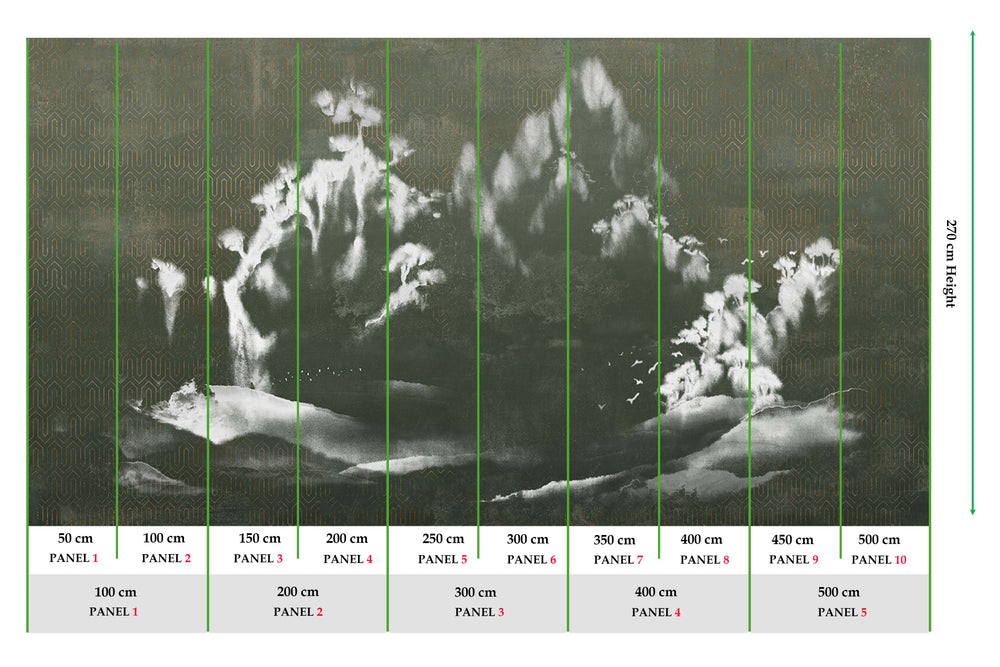 Charcoal Smoke Misty Mountain Lansdcape Mural M2952- Sample