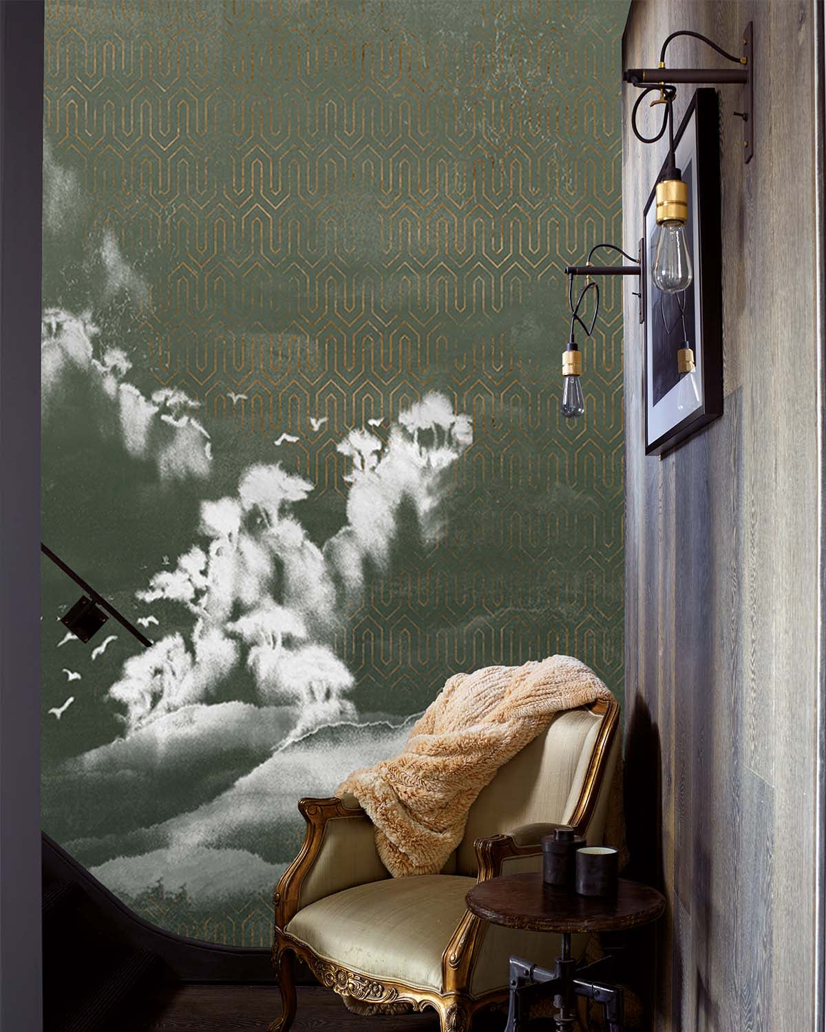 Charcoal Smoke Misty Mountain Landscape Mural M2952