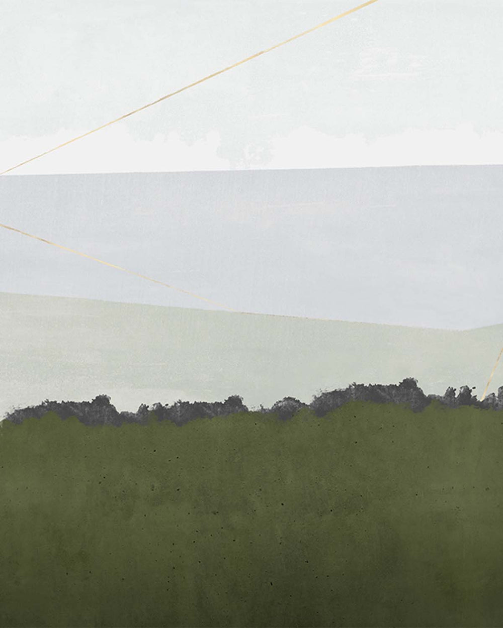 Dark Rainforest Modern Mountain Silhouette Mural M2953- Sample